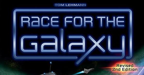 Box art for Race for the Galaxy, a card-driven space civilization building board game.